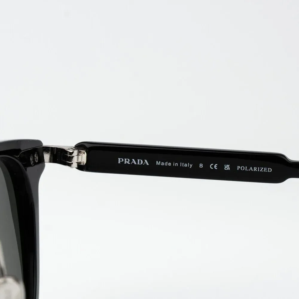 Prada Men Sunglasses Black Green Polarized Oval PR17YS 1AB03R BRAND NEW - Picture 8 of 13